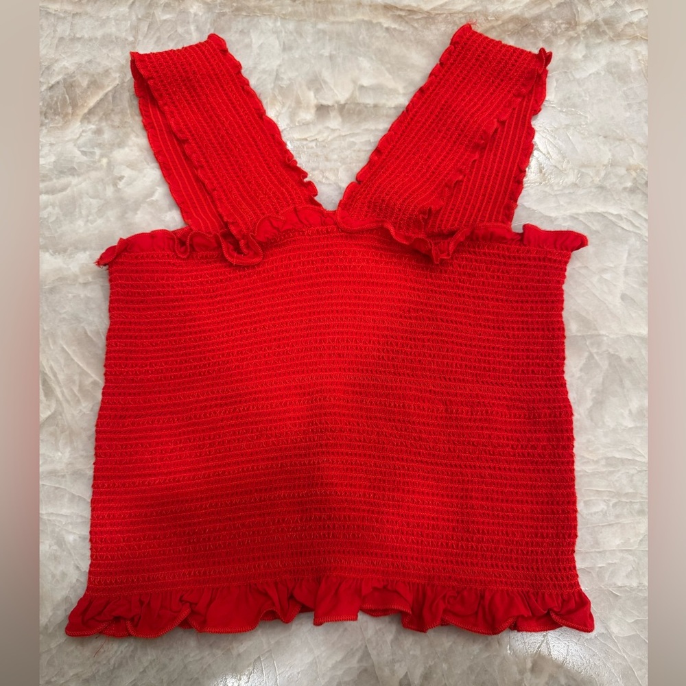 Cotton Candy Red Ruffled Crop Top